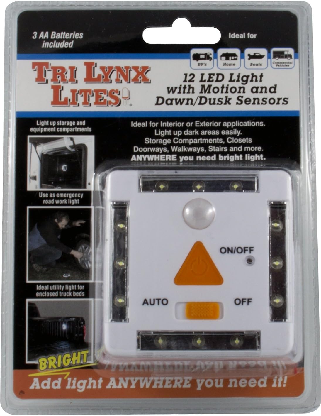 Tri-Lynx 00026W 12 LED Light Motion and Dusk/Dawn Sensor White